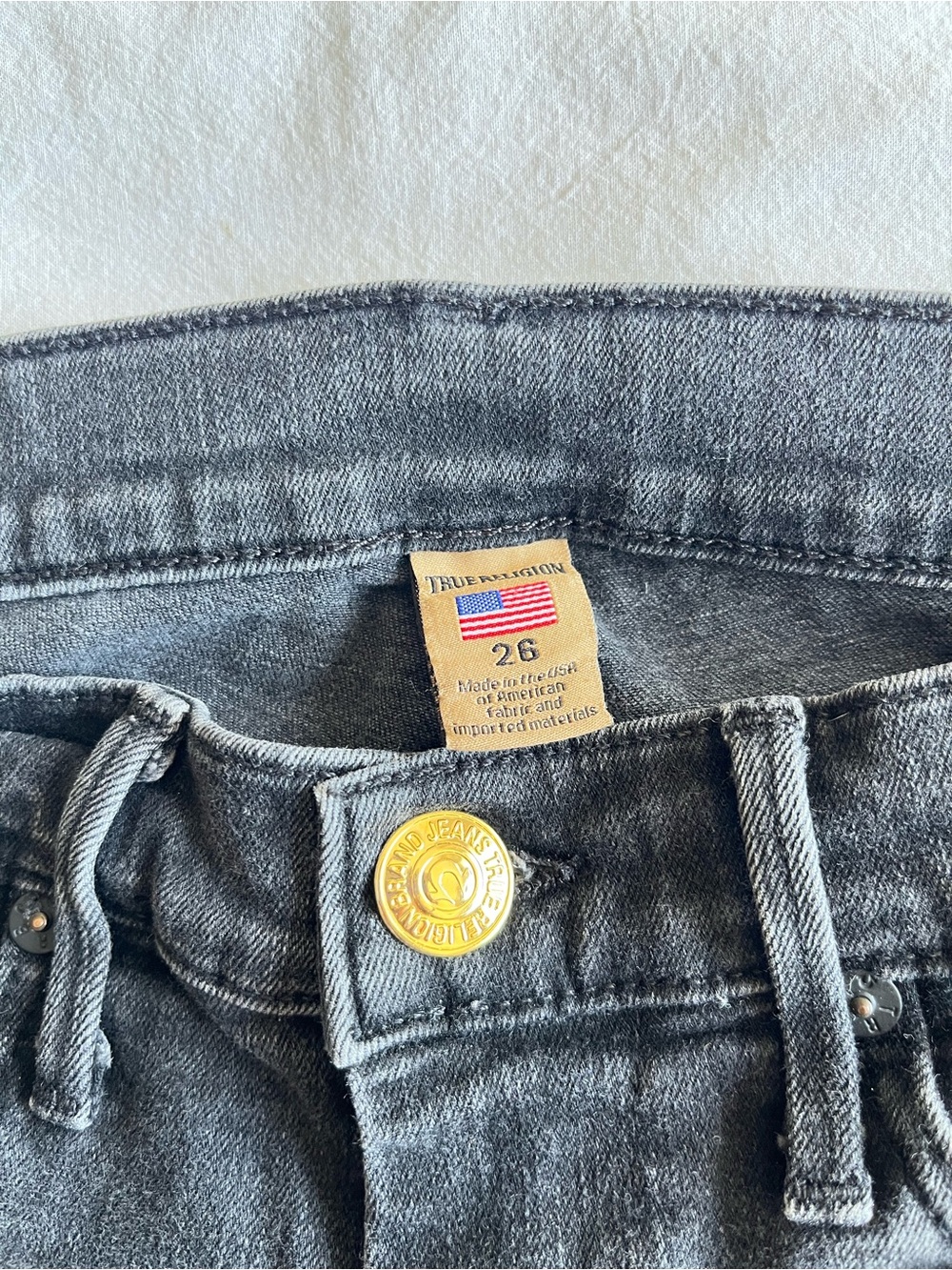 True Religion Halle Mid Rise Super Skinny Black Moto Biker Jeans 26 Baddie Y2K - Picture 9 of 16